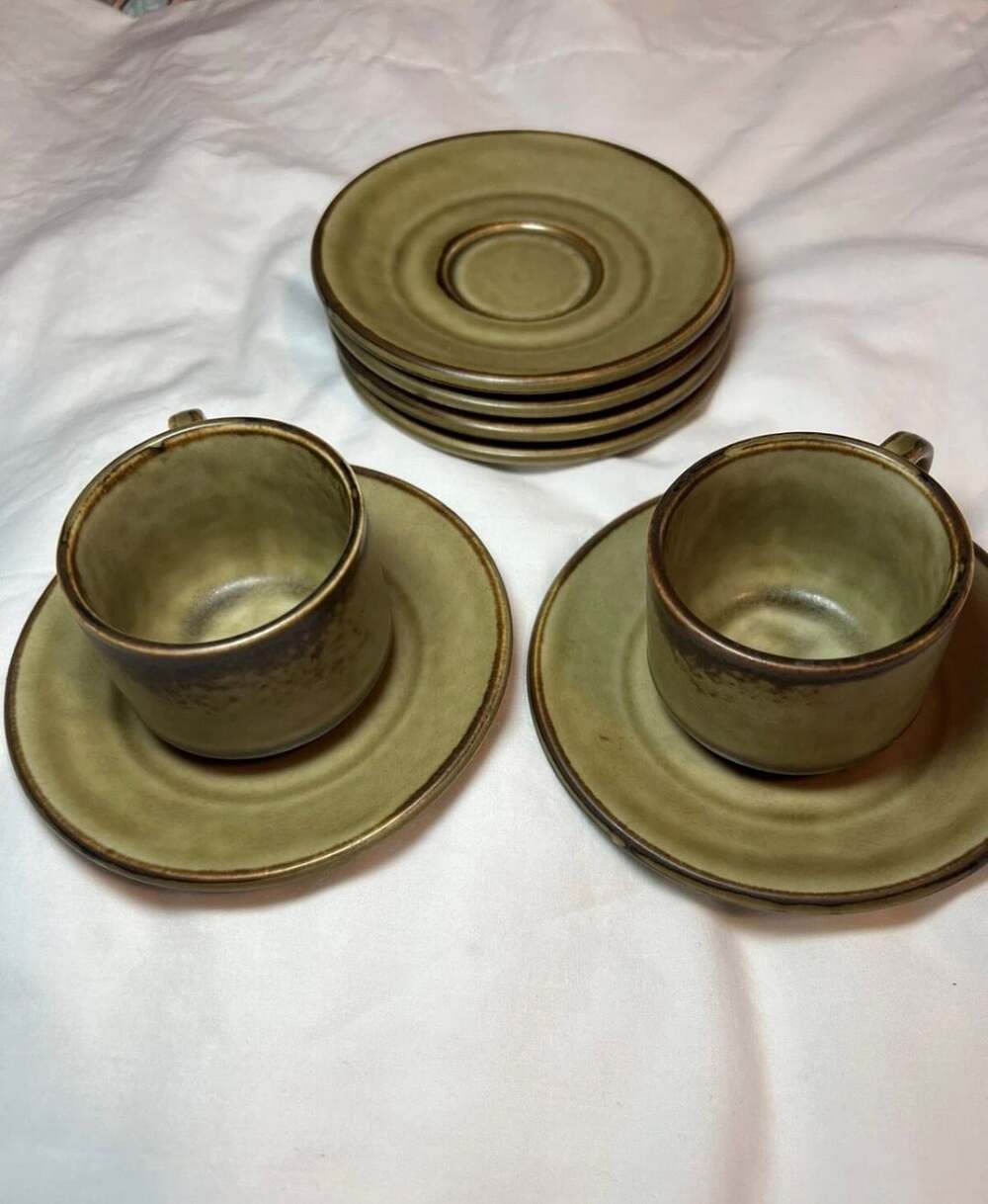 Suisse Langenthal Espresso Cup Saucer Set Green